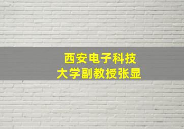 西安电子科技大学副教授张显