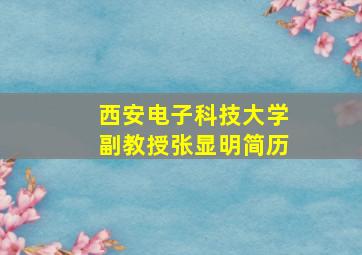 西安电子科技大学副教授张显明简历