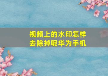 视频上的水印怎样去除掉呢华为手机