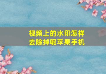 视频上的水印怎样去除掉呢苹果手机