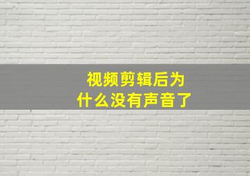 视频剪辑后为什么没有声音了