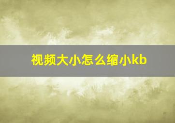 视频大小怎么缩小kb