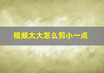 视频太大怎么剪小一点