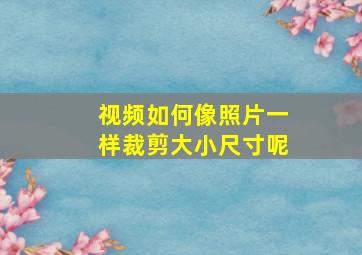 视频如何像照片一样裁剪大小尺寸呢