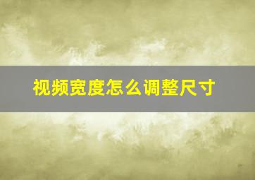 视频宽度怎么调整尺寸