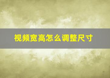 视频宽高怎么调整尺寸