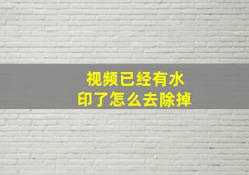 视频已经有水印了怎么去除掉