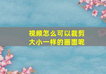 视频怎么可以裁剪大小一样的画面呢