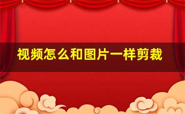 视频怎么和图片一样剪裁