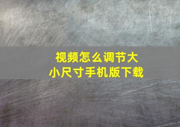 视频怎么调节大小尺寸手机版下载