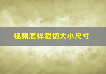 视频怎样裁切大小尺寸