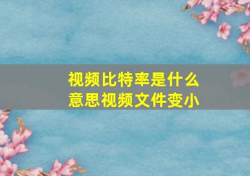 视频比特率是什么意思视频文件变小