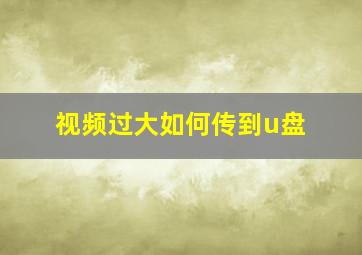 视频过大如何传到u盘