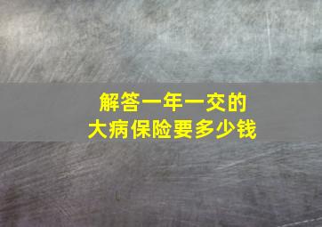 解答一年一交的大病保险要多少钱