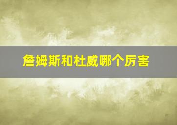 詹姆斯和杜威哪个厉害