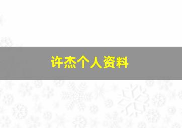 许杰个人资料