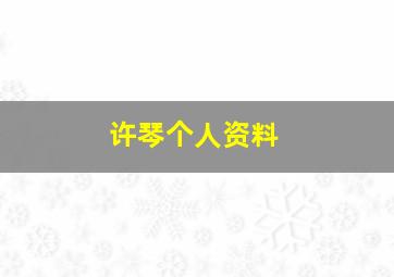 许琴个人资料