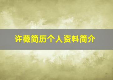 许薇简历个人资料简介