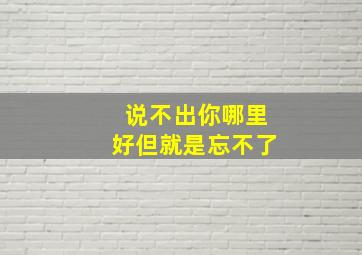 说不出你哪里好但就是忘不了