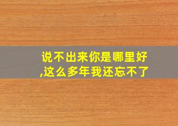 说不出来你是哪里好,这么多年我还忘不了