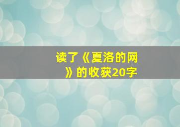 读了《夏洛的网》的收获20字