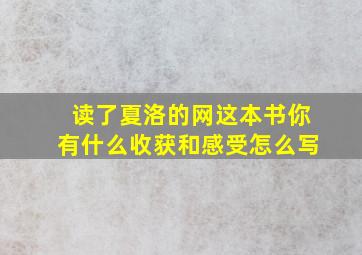 读了夏洛的网这本书你有什么收获和感受怎么写