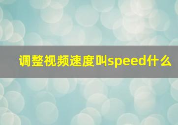 调整视频速度叫speed什么