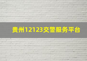 贵州12123交警服务平台