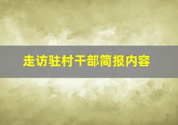 走访驻村干部简报内容