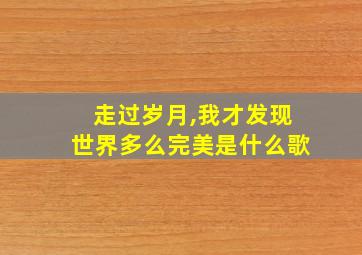 走过岁月,我才发现世界多么完美是什么歌