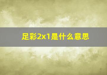 足彩2x1是什么意思