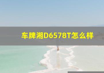 车牌湘D6578T怎么样