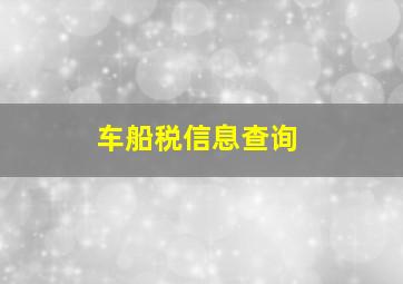 车船税信息查询