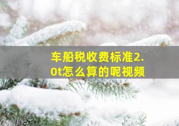 车船税收费标准2.0t怎么算的呢视频