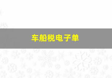 车船税电子单