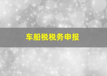 车船税税务申报