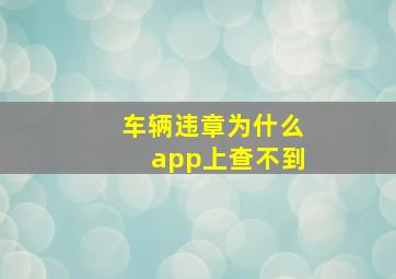 车辆违章为什么app上查不到