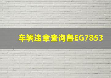 车辆违章查询鲁EG7853