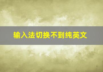 输入法切换不到纯英文