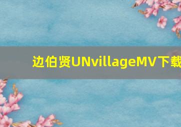 边伯贤UNvillageMV下载