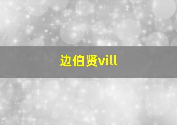 边伯贤vill