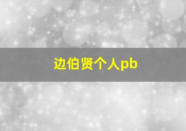 边伯贤个人pb