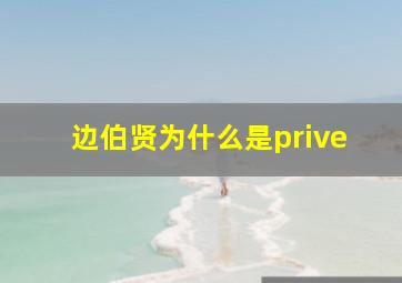 边伯贤为什么是prive