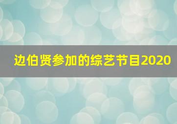 边伯贤参加的综艺节目2020