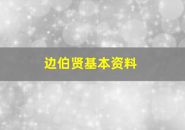 边伯贤基本资料