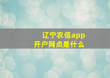 辽宁农信app开户网点是什么