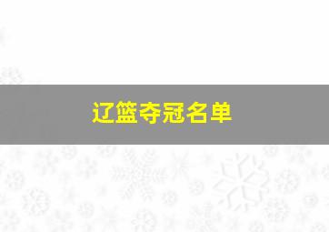 辽篮夺冠名单