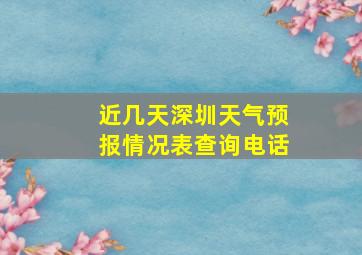 近几天深圳天气预报情况表查询电话