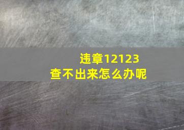 违章12123查不出来怎么办呢