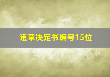 违章决定书编号15位